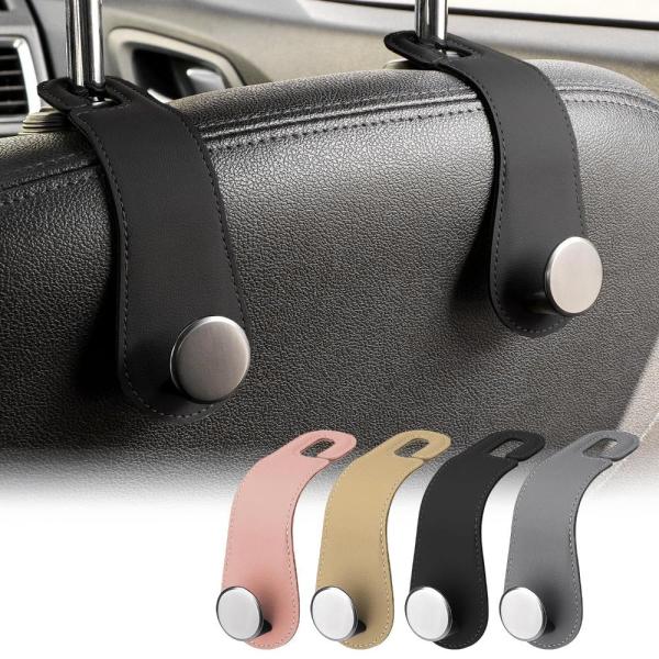 JESTOP Car Headrest Hooks, 2 Pack Leather Car Seat...