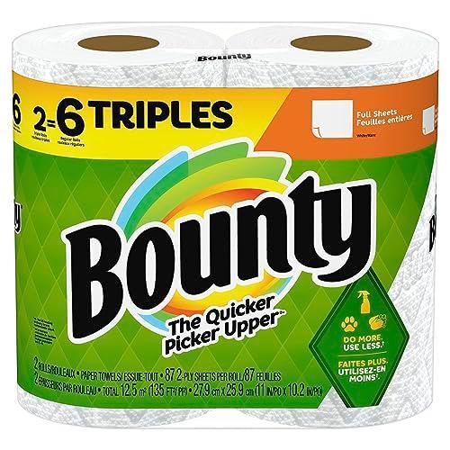 Bounty Full Sheet Paper Towels, White, 2 Triple Ro...