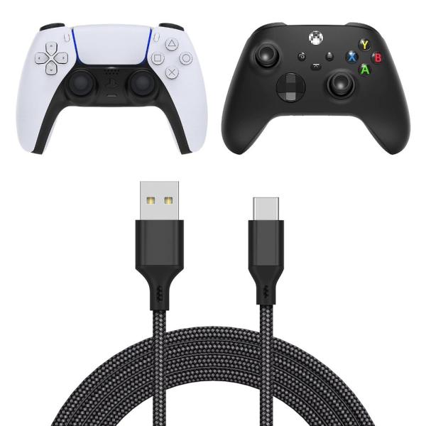 Xboxシリーズ/PS5コントローラー用充電ケーブル 交換用USB Cコード ナイロン編組 長い 高...