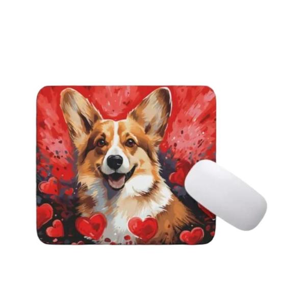 Welsh Corgi Mouse Pad Dog with Red Hearts Pattern ...