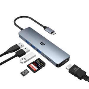 oditton USB Cハブ 6イン1 USB C - USBアダプター 接続性を向上 6イン1 ノートパソコン用ドッキングステーション 4K HDの商品画像