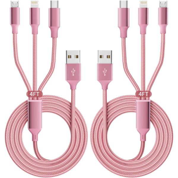 IDISON Multi Charging Cable (2Pack 4FT), 3 in 1 Ch...