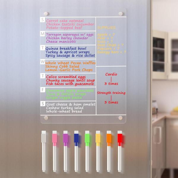 Neatsure アクリル磁気メニューボード キッチン冷蔵庫用 ウィークリーミールプランナー ホワイ...