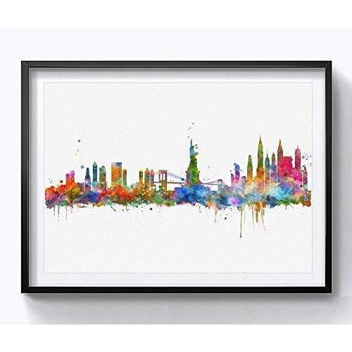 New York City Wall Hanging Map Skyline Art Print N...