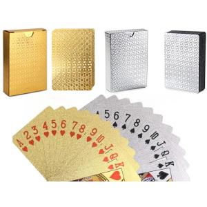jcoral ゴールドトランプ ダイヤモンド プラスチック シルバー トランプ 防水 ポーカーカード 高柔軟性 ゴールド箔カード 2パック (ゴールドの商品画像