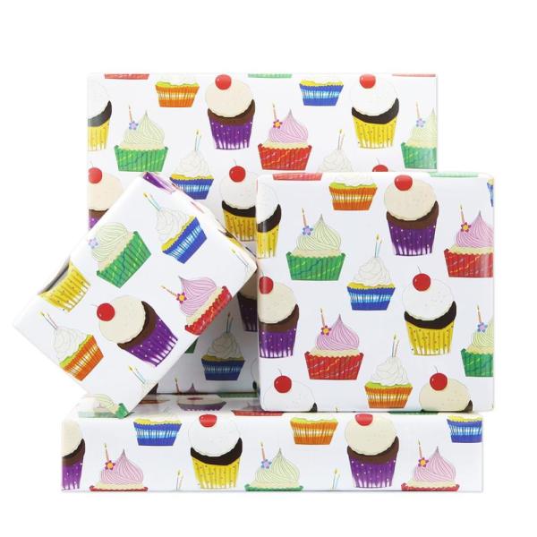 Cute Cupcake Printed Birthday Wrapping Papers for ...