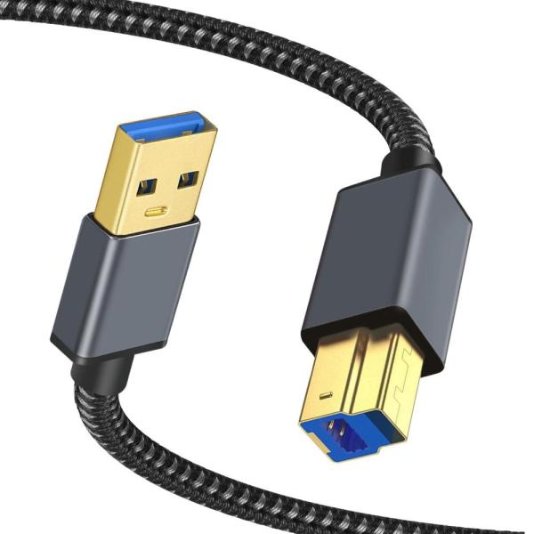 USB 3.0 A to B ケーブル 15フィート 5Gbps 高速編組亜鉛合金ケース USB A...