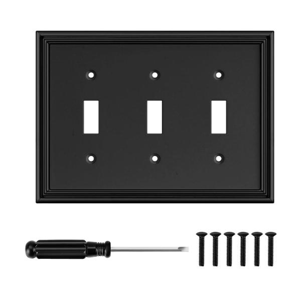 Black Modern Decorative Wall Plate Light Switch Co...