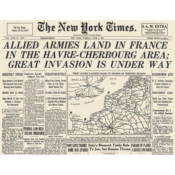 Wwii D-Day 聞 1944年 ニューヨークタイムズ 1944年 6月 6日 ドワイト D ア...