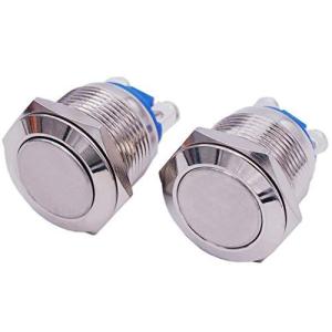 TWTADE / 2個19mm 3/4"産業用自動車スイッチ用シルバーメタル瞬時プッシュボタンスイッチ1NO SPST 3A / 12-250V P