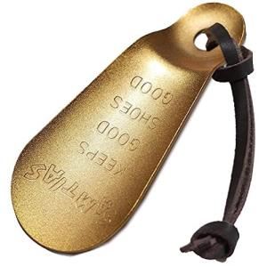 SAMTIAS 携帯 靴べら 真鍮 金属 ハンド シューホーン つや消し ゴールド