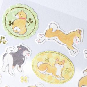柴犬 和風シール大 優ふみ しば犬 和紙 金箔...の詳細画像2
