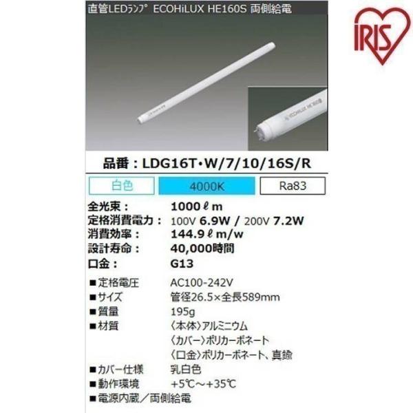 直管LEDランプ ECOHiLUX HE160S 20形 1000lm 4000K(両側給電) アイ...