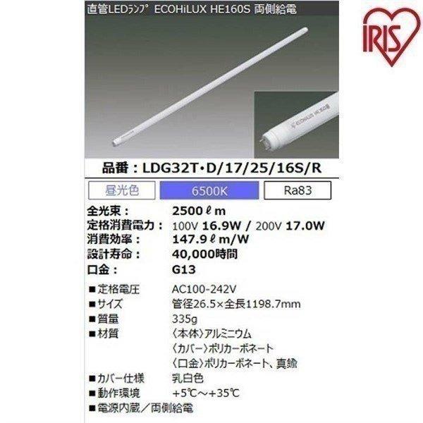 直管LEDランプ ECOHiLUX HE160S 40形 2500lm 6500K(両側給電) アイ...