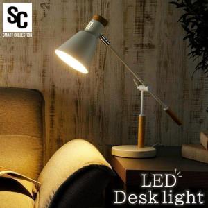 デスクライト LED 子供 おしゃれ 北欧 シンプル スタンドライト テーブルライト テーブルランプ アームライト  ホワイト×木目 PDL-1T-W (D)｜joylight