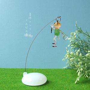 ガラス細工 ミニチュア 夏休み ひまわり 少年 置物 夏休みシリーズ