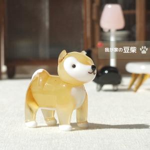 ガラス細工 ミニチュア 犬 豆柴 家族 私の家族・豆柴 : ガラス細工 THE
