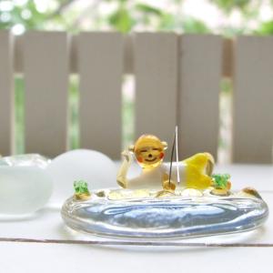 ガラス細工 ミニチュア 夏休み 日本の夏 西瓜 少年 置物 夏休み