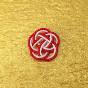 水引細工 【朱玉】 紅白 梅結び 両面テープ付...の詳細画像1