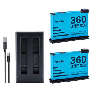 3点セット DC360X3 USB型 デュアル充電器 と Insta360X3 対応 互換 バッテリー 2個 1800mAh 実容量高 日本電気法PSE基準検品｜joypirika