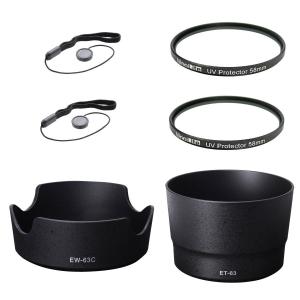 6点セット EW-63C & ET-63 互換 RF24-50mm F4.5-6.3 IS STM 対応 レンズフード と UVフィルター 58mm と 紛失防止ホルダーのセット