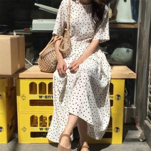レディース ワンピース 夏 ドットワンピース ロング