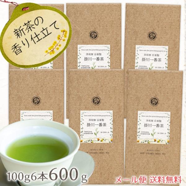 お茶 緑茶 掛川茶 静岡茶 深蒸し茶 茶和家 自家製 掛川一番茶 600g （476円/100g） ...