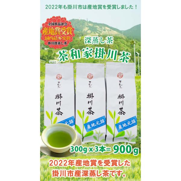 産地賞受賞 カテキン豊富な 掛川茶 お茶 緑茶 茶葉 茶和家掛川茶 900g 送料無料 （同梱不可）