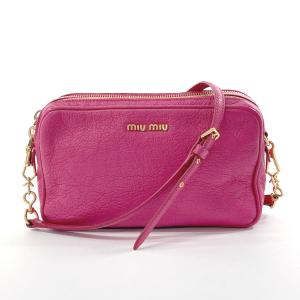 miu miu（ミュウミュウ） ポーチ レザー ピンク メイクポーチ リボン