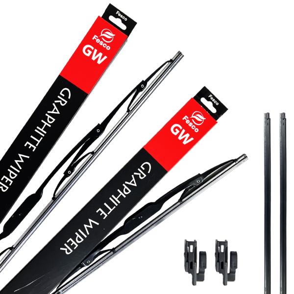 ワイパー ワイパーブレード フロント 2本+替えゴム付&amp;アダプタ2個セット 600mm 350mm ...