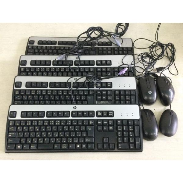 HP PS/2コネクタ接続キーボード・USB接続マウス 各4個セット パソコン周辺機器 中古リユース...