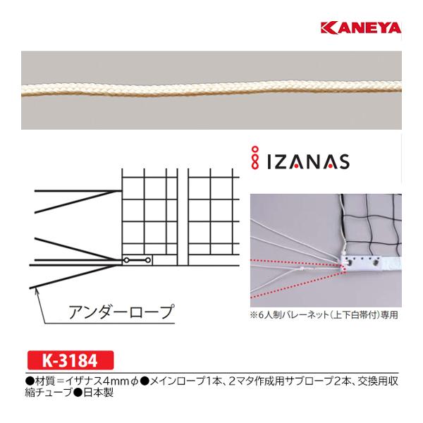 カネヤ バレーボールネット上下白帯付専用付属品 アンダーロープイザナス K-3184 ＜2025NP...