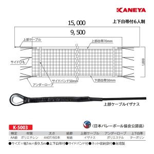 KANEYA カネヤ 6人制バレーネットN-PE45DYH K-1194DY <2024NP KANEYA カネヤ 6人制バレーネットN-PE45DYH K-1194DY <2024NP
