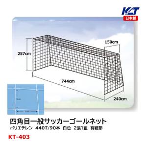 寺西喜 一般サッカーゴールネット ポリエチレン 440T／90本 白色 2張1組 有結節 12cm目 KT-403 ＜2025NP＞
