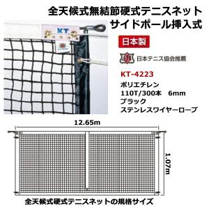 寺西喜 全天候式無結節硬式テニスネットサイドポール挿入式 ブラック ステンレスワイヤーロープ KT-4223 ＜2025NP＞