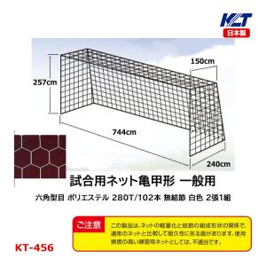 寺西喜 試合用亀甲形サッカーゴールネット 280T／102本 白色 2張1組 無結節 KT-456 ＜2024＞