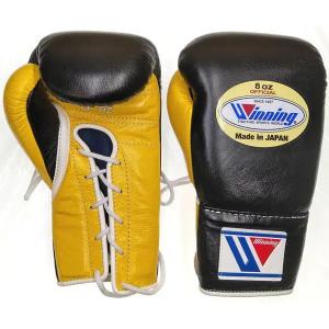8オンス MS-200-BLKYEL1 ウイニング ボクシンググローブ ひも式 winning boxing gloves 8oz　GA-1＜2026＞