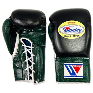 10オンス MS-300-BLKNGRN2 ウイニング ボクシンググローブ ひも式 winning boxing gloves 10oz