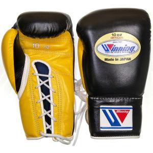 10オンス MS-300-BLKYEL1 ウイニング ボクシンググローブ ひも式 winning boxing gloves 10oz＜2025NP＞