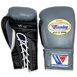 10オンス MS-300-GRYBLK1 ウイニング ボクシンググローブ ひも式 winning boxing gloves 10oz