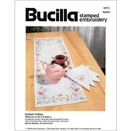 Bucilla-エレガントなフローラルナプキン-刻印刺繍キット40715
