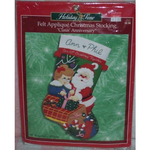 ブチラ フェルトアップリケ クリスマス ストッキング: クロース記念日 18インチ