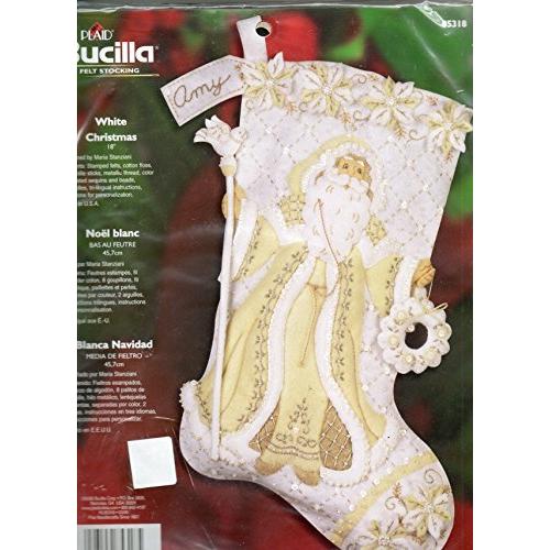 ビンテージ 2006 Bucilla ホワイト クリスマスフェルトストッキングキット #85318