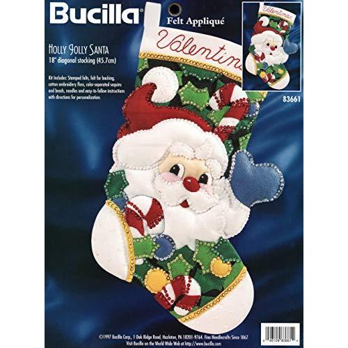 Bucilla Holly Jolly Santa Felt Applique Stocking K...
