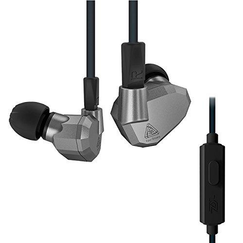 KZ ZS5 高性能 イヤホン 重低音 イヤーピース 取り外し可能ケーブル付属（マイクなし） グレー...