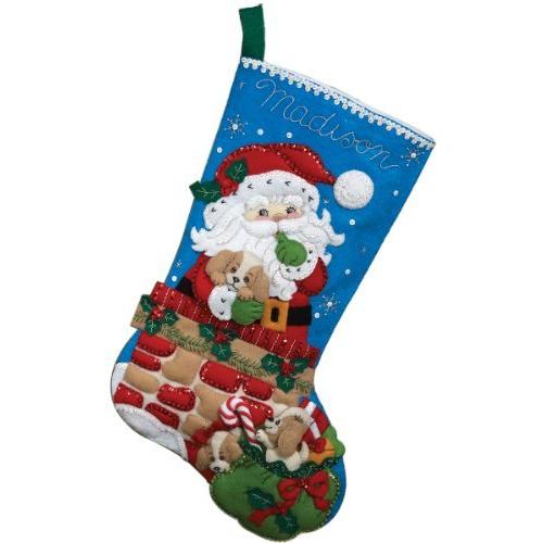 サンタさんの秘密のストッキングのアップリケ フェルト キット-18長い