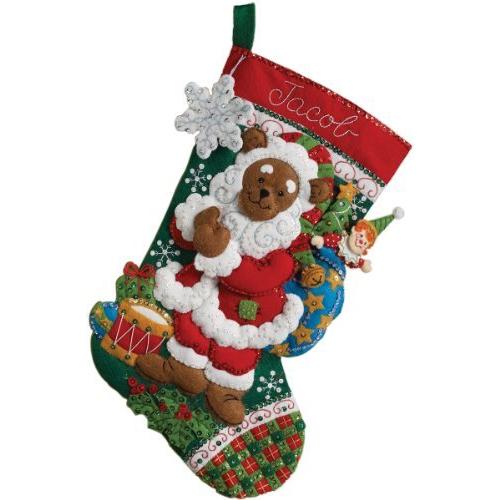 Bucilla18インチクリスマスソックスフェルトアップリケキット86208サンタベア
