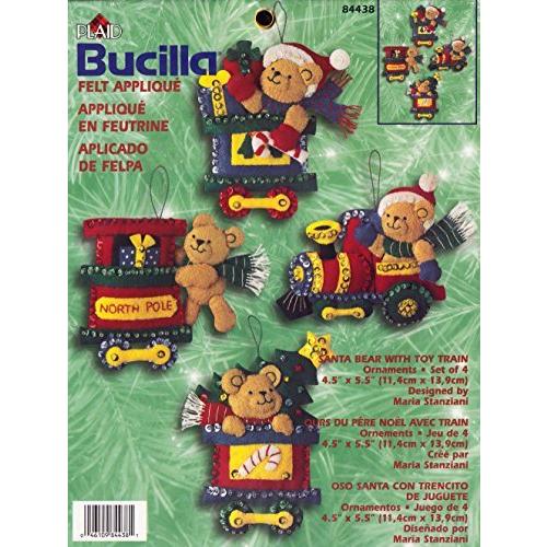 Bucilla Santa Bear With Toy Train Set of 4クリスマスツリー...