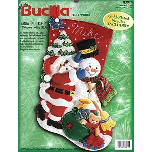 Bucilla サンタとフロスティ フェルトアップリケストッキングキット 83974