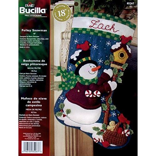Bucilla Folksy SnowmanFeltAppliqueストッキングキット85267